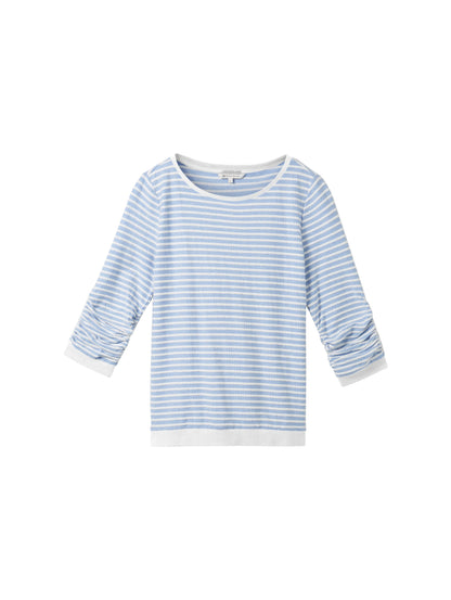 Tom Tailor Denim 3/4 Arm gestreiftes Shirt für Damen mit Rundhalsausschnitt