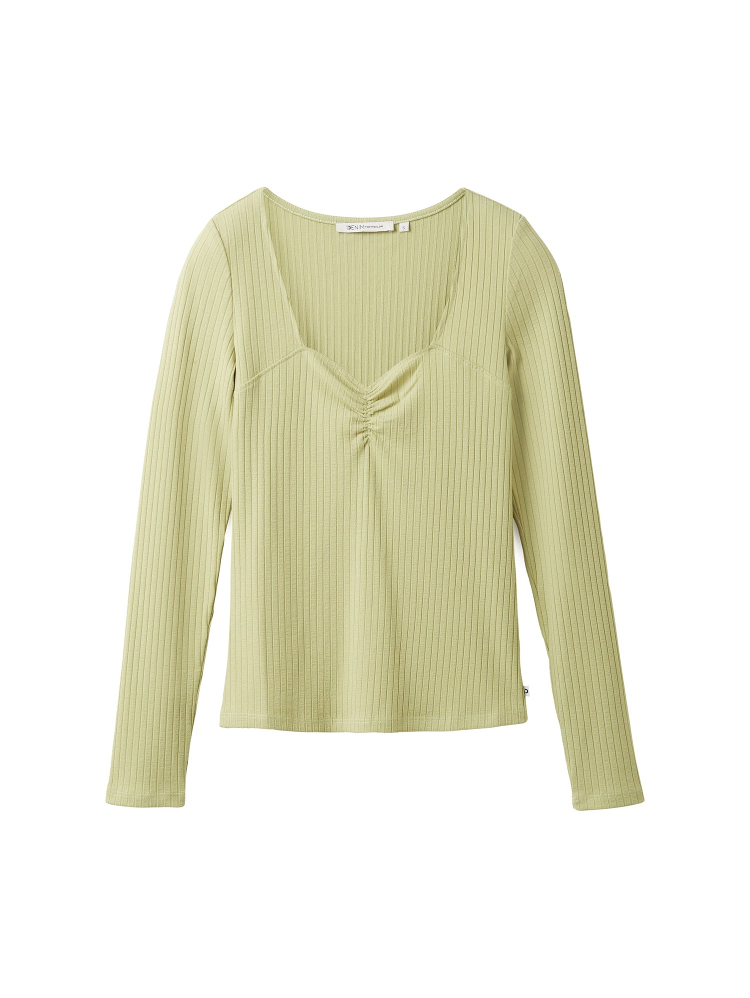 Tom Tailor Damen Langarmshirt Karree Ausschnitt Rippstruktur