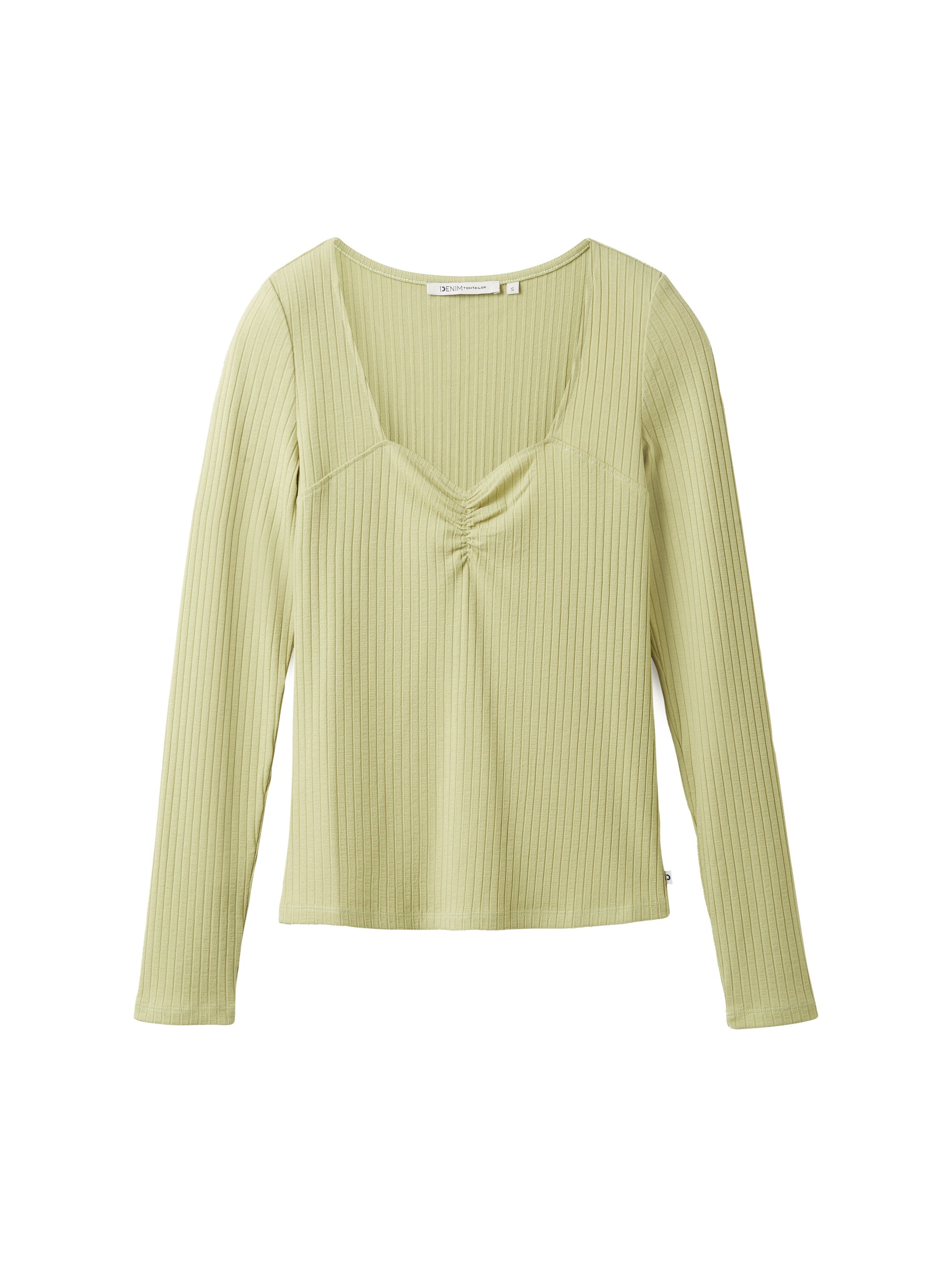 Tom Tailor Damen Langarmshirt Karree Ausschnitt Rippstruktur