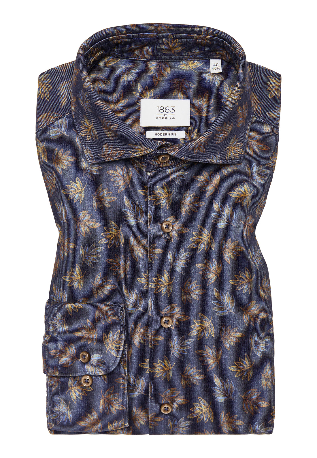 ETERNA Babycord-Langarmhemd Herren mit Allover-Print