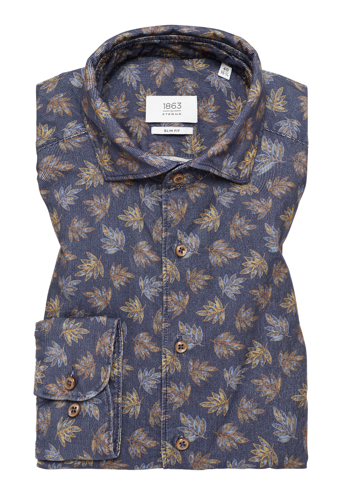 ETERNA Babycord-Langarmhemd Herren Allover-Print