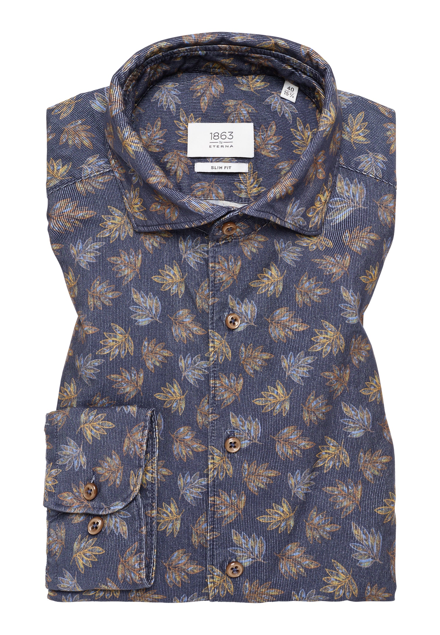 ETERNA Babycord-Langarmhemd Herren Allover-Print