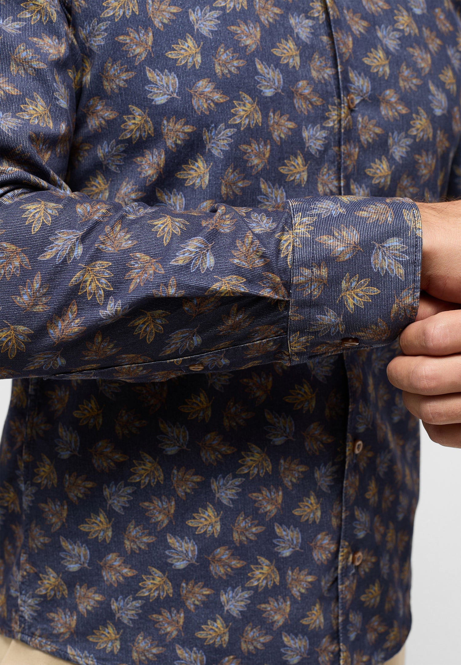 ETERNA Babycord-Langarmhemd Herren Allover-Print