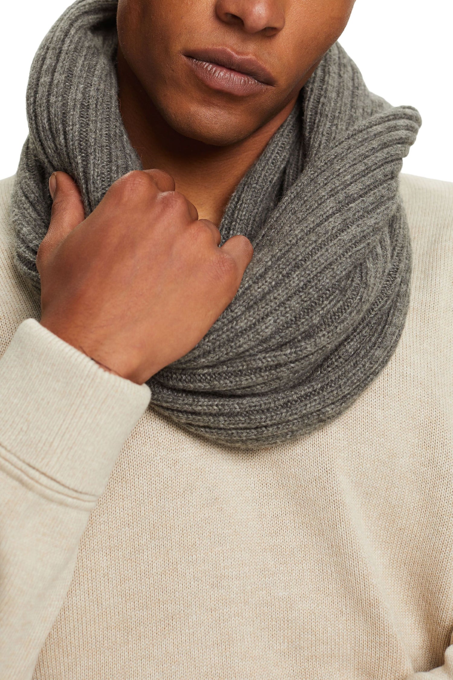 ESPRIT Herren Strickmütze NEW Grau