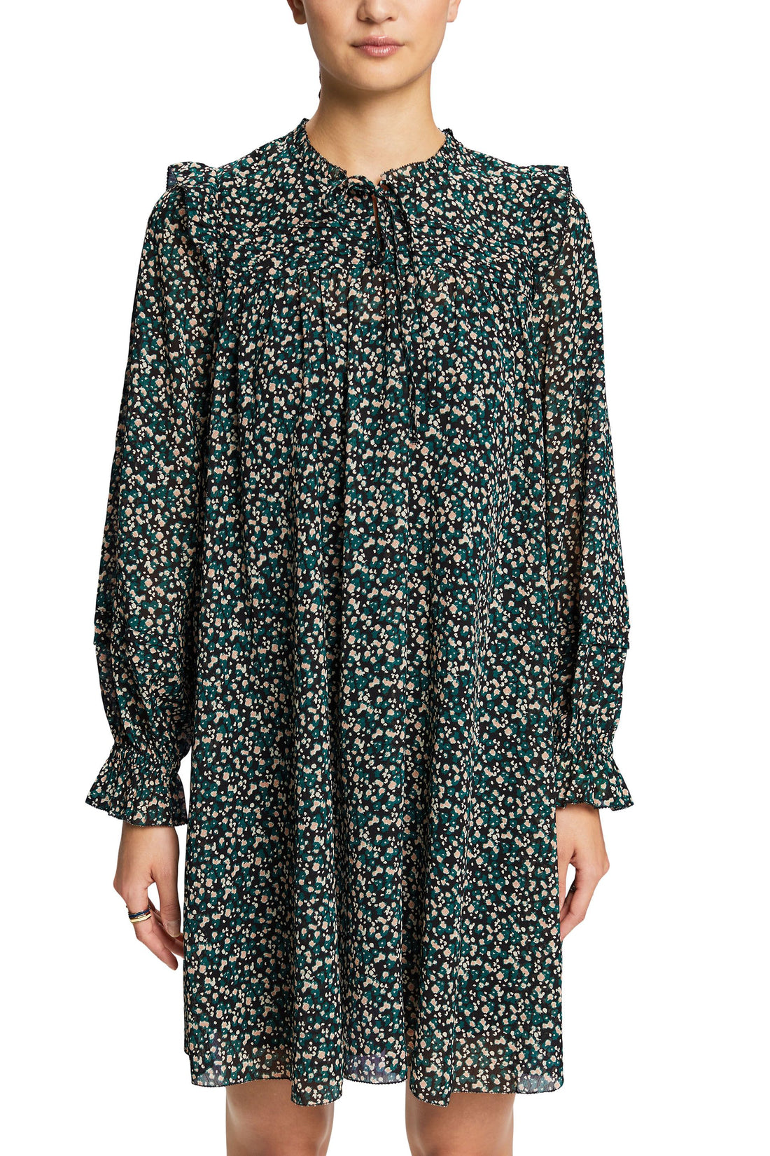 Esprit Crinkle-Chiffon Kleid mit Allover-Print für Damen