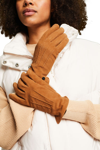 Esprit Veloursleder-Handschuhe für Erwachsene Weiblich Touchscreen-kompatibel
