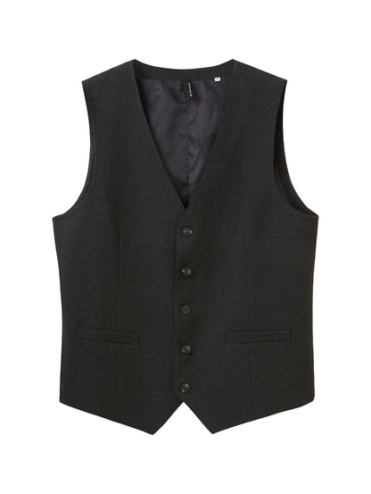 Tom Tailor Denim ärmellose Weste Herren in Grau Melange Glencheck