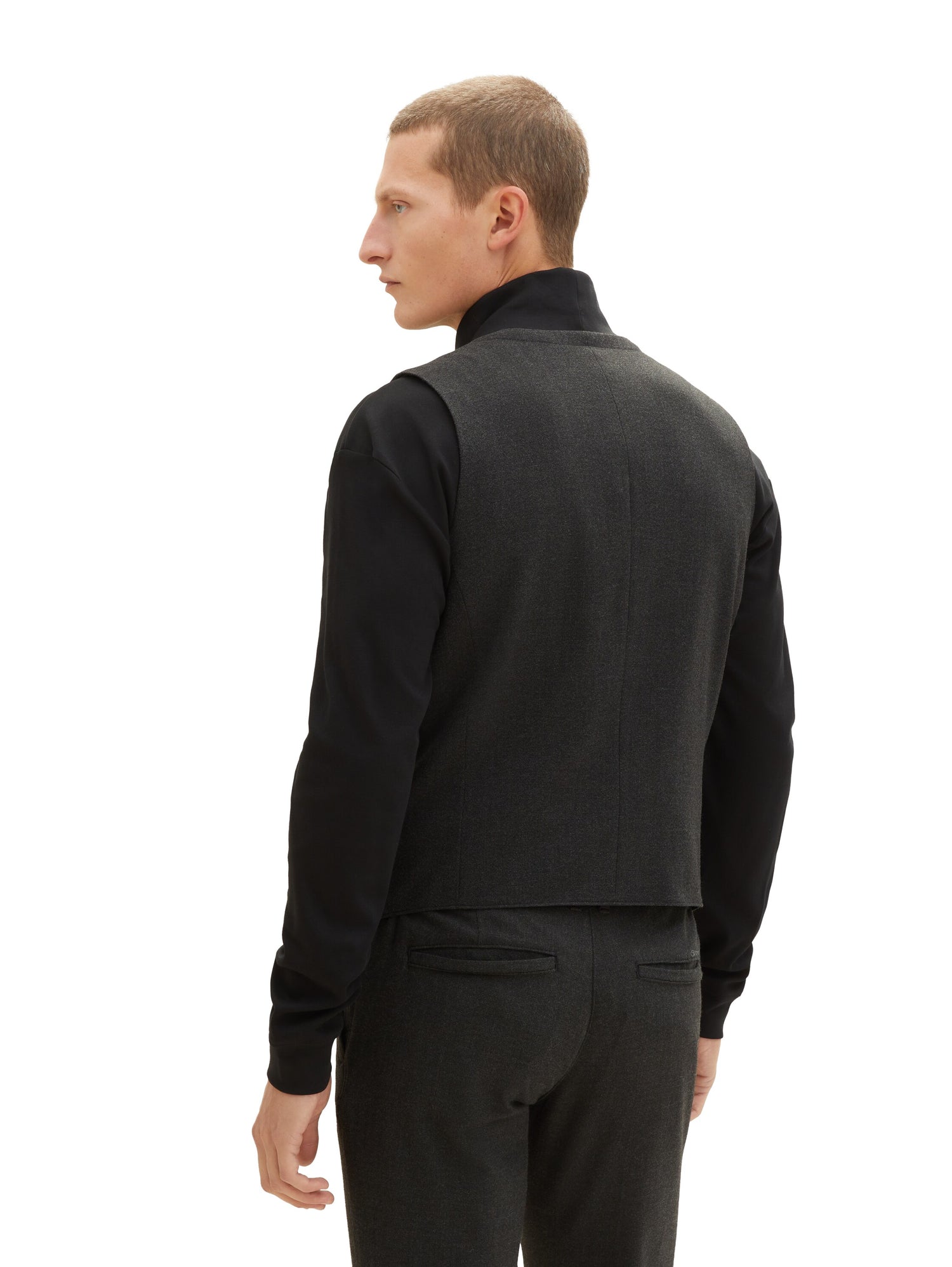 Tom Tailor Denim ärmellose Weste Herren in Grau Melange Glencheck