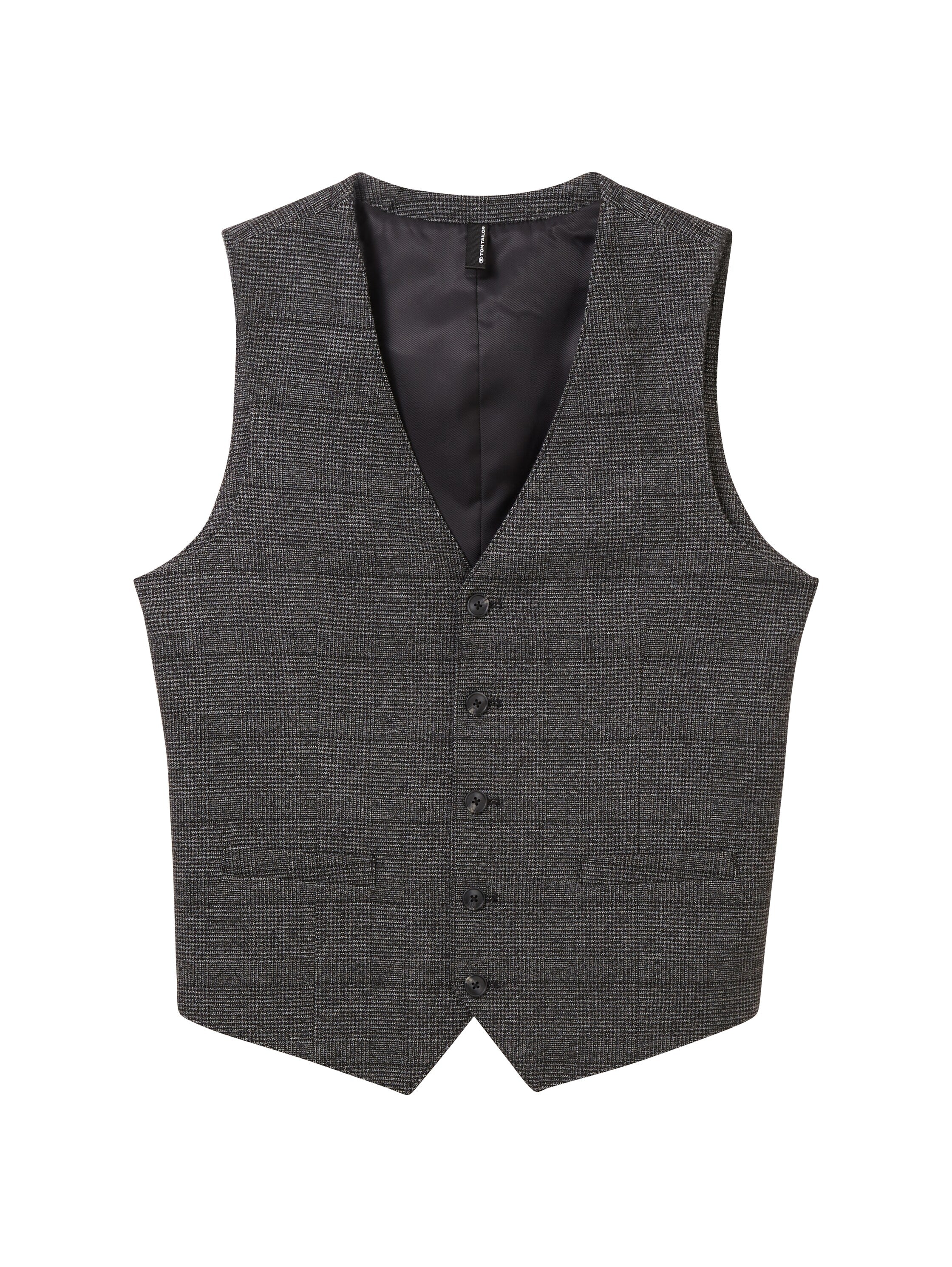 Tom Tailor Denim ärmellose Weste Herren in Grau Melange Glencheck