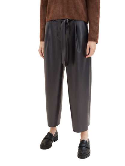 Tom Tailor Denim Damen Culotte mit Knopf und Reißverschluss aus Kunstleder