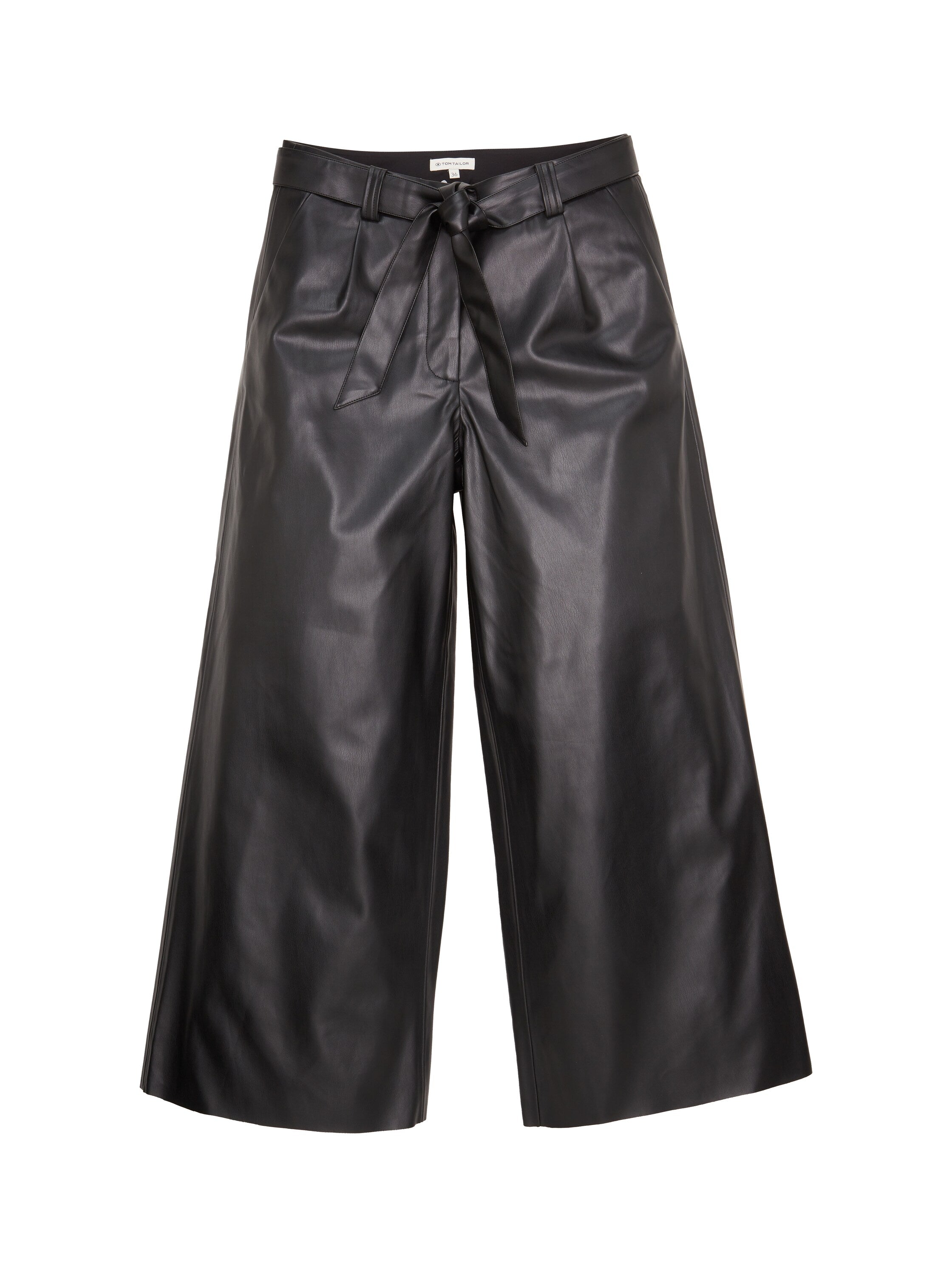 Tom Tailor Denim Damen Culotte mit Knopf und Reißverschluss aus Kunstleder