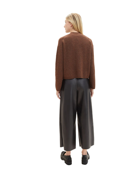 Tom Tailor Denim Damen Culotte mit Knopf und Reißverschluss aus Kunstleder