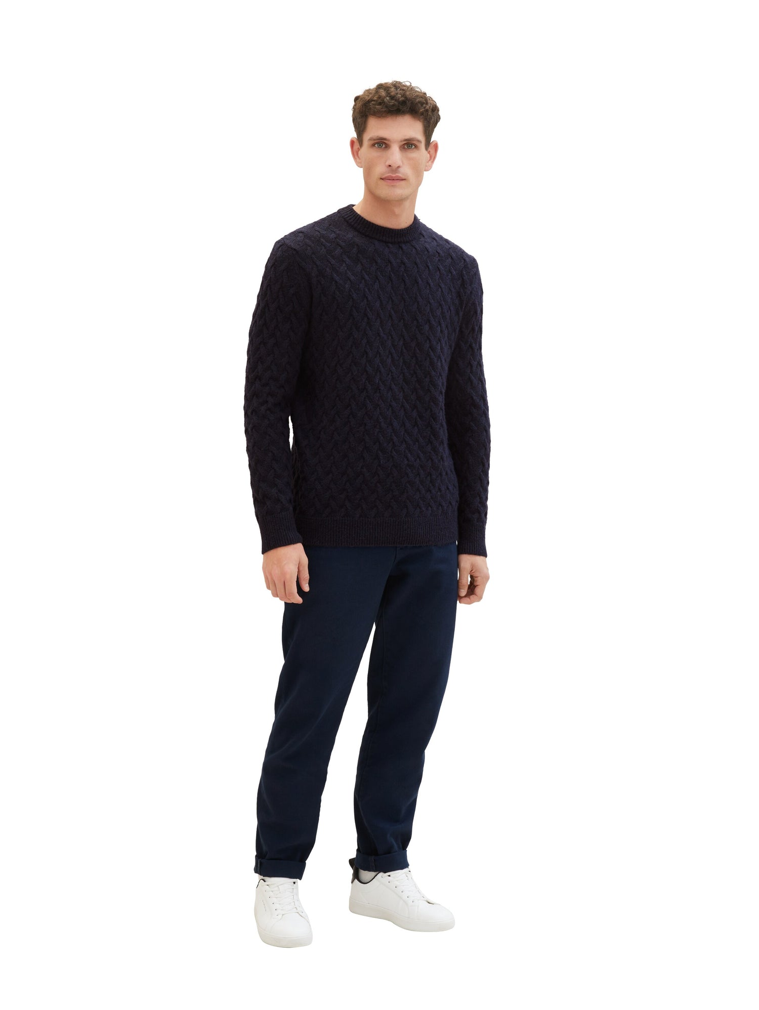 Tom Tailor Denim Pullover XL Herren Regular Fit aus recycelten Polyesterfasern