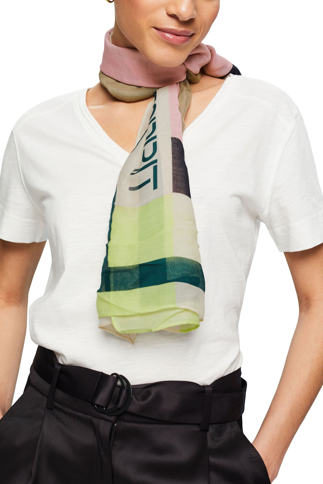 Esprit Seide-Modal-Mix Schal für Erwachsene mit mehrfarbigem Print und Logo