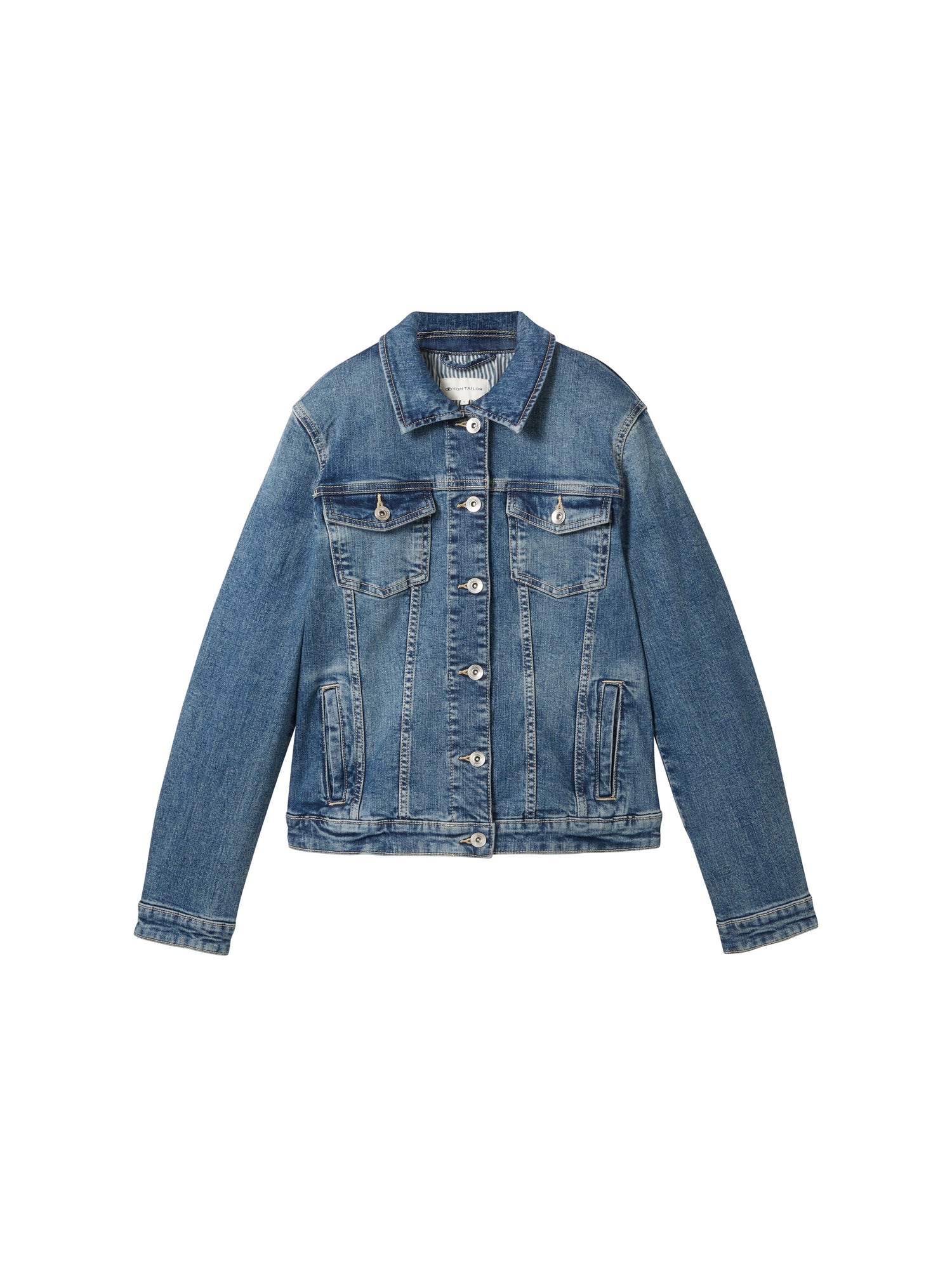 Tom Tailor Damen Langarmbluse Recycelte Baumwolle Kentkragen Regular Fit