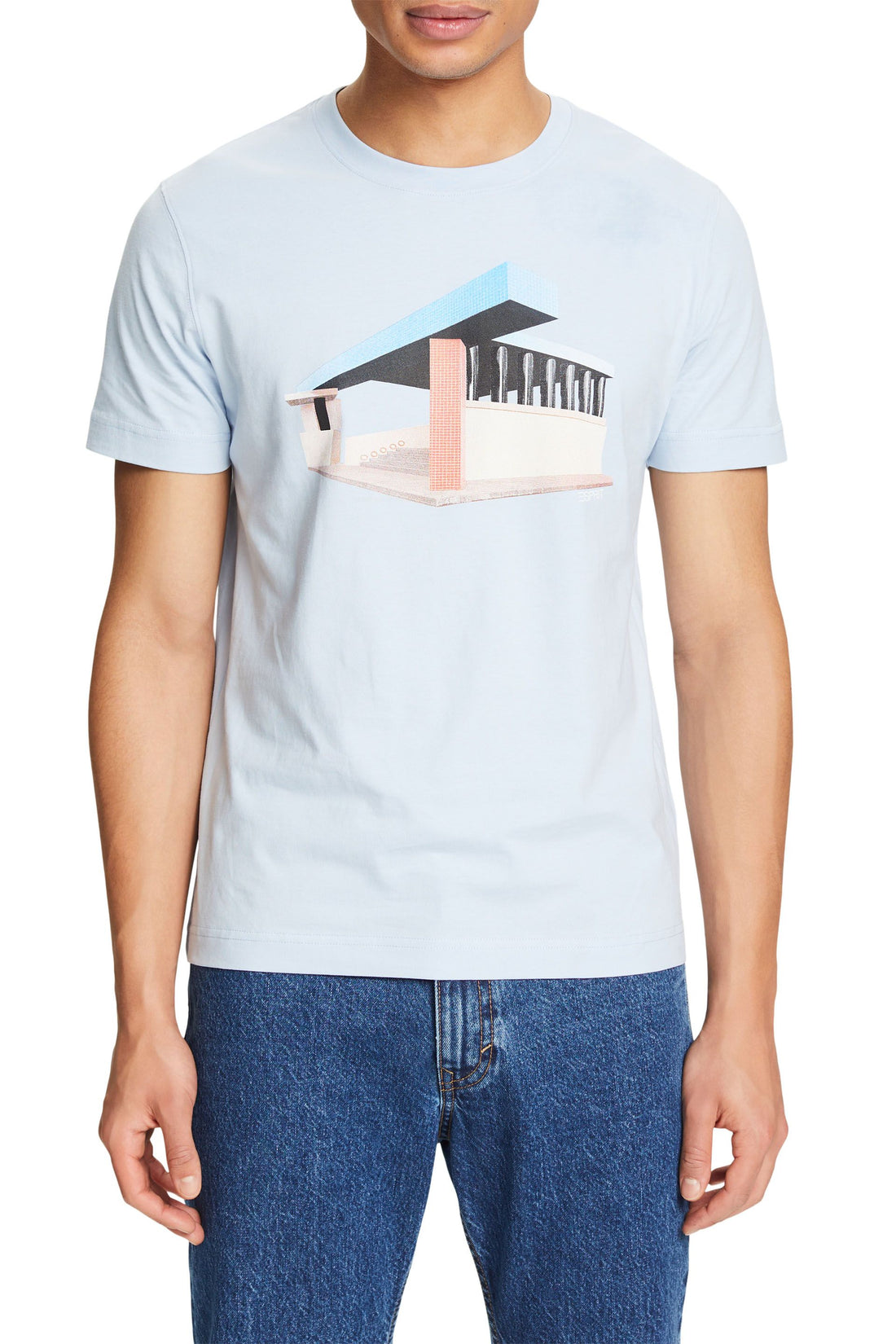 Esprit Herren T-Shirt Regular Fit Rundhalsausschnitt Grafik-Print