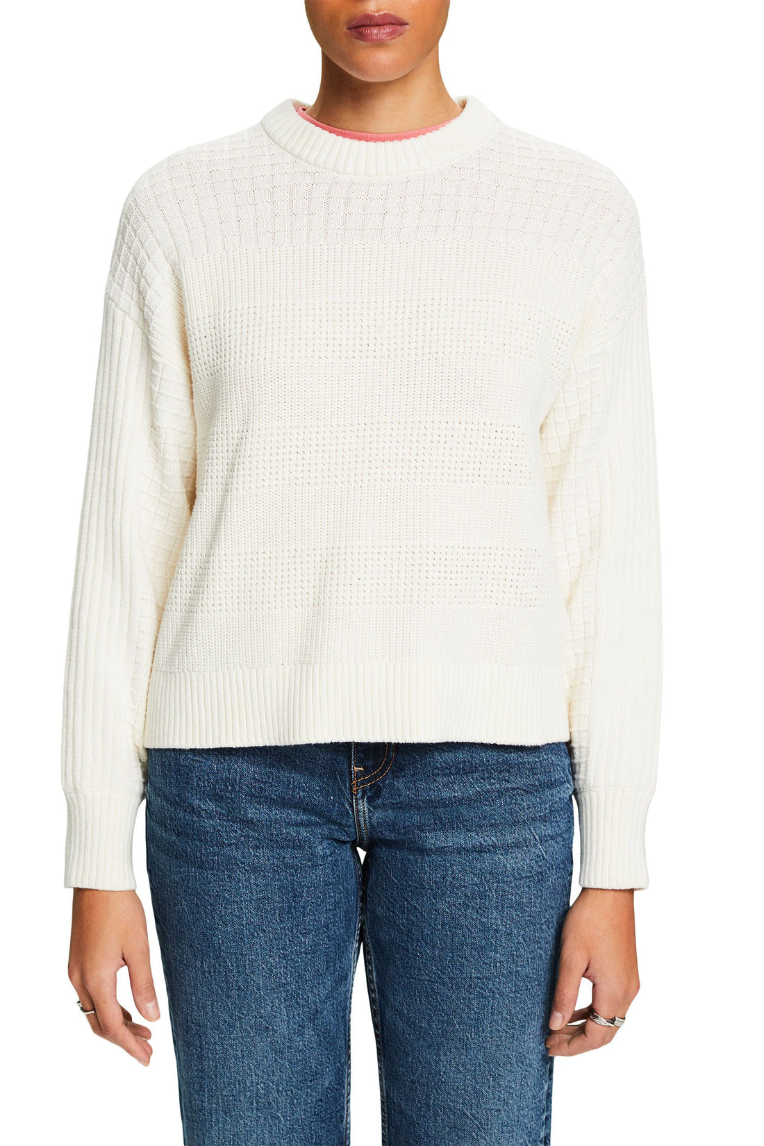 Esprit Baumwollstrickpullover für Damen - Strukturiertes Muster