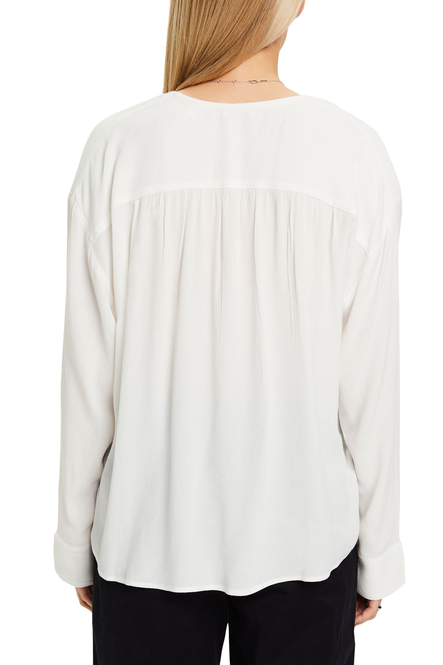 ESPRIT NEW Damen Bluse V-Ausschnitt Lockere Passform