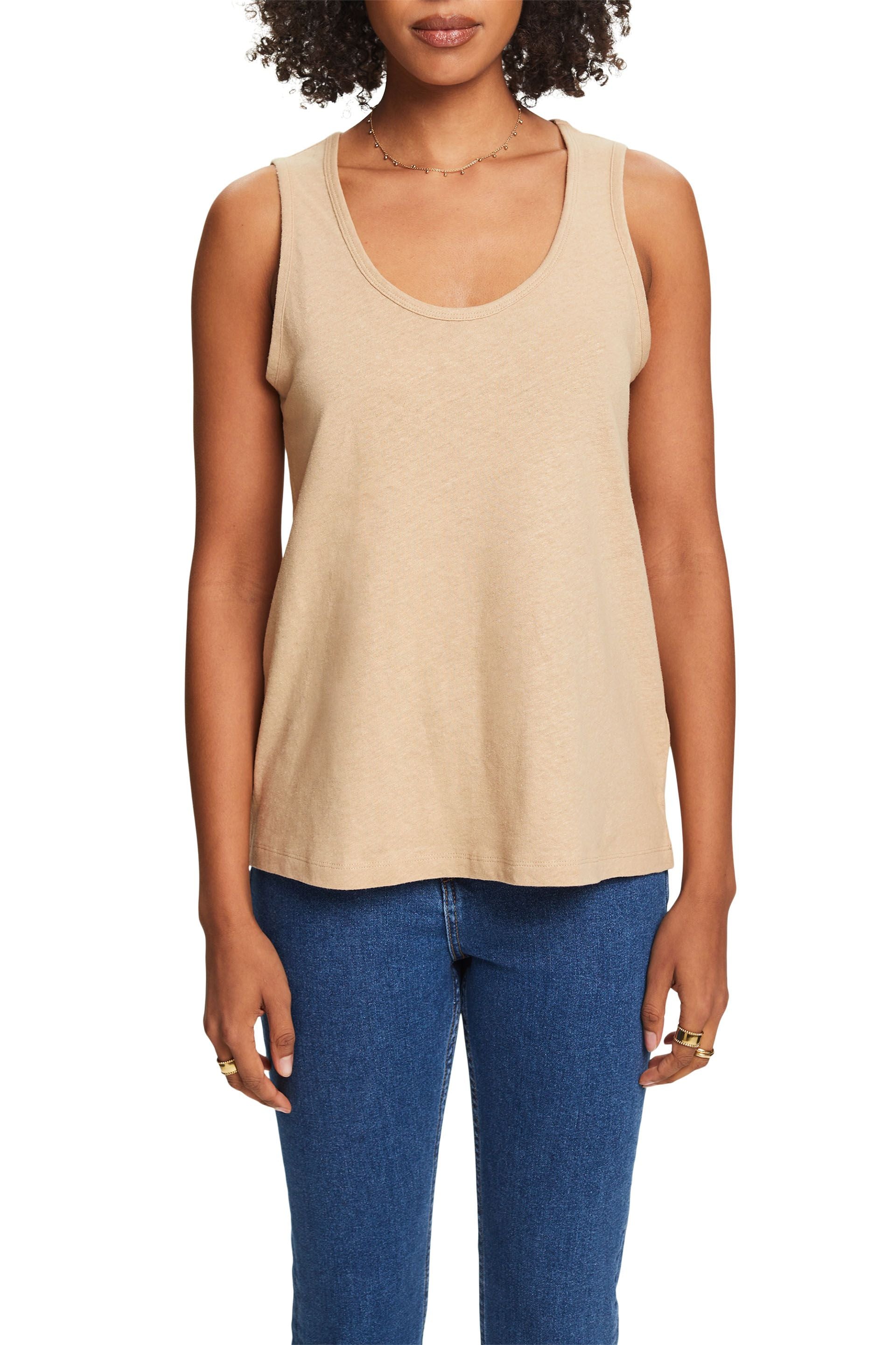 ESPRIT Leinen Baumwolle Top Damen Ärmellos Regular Fit