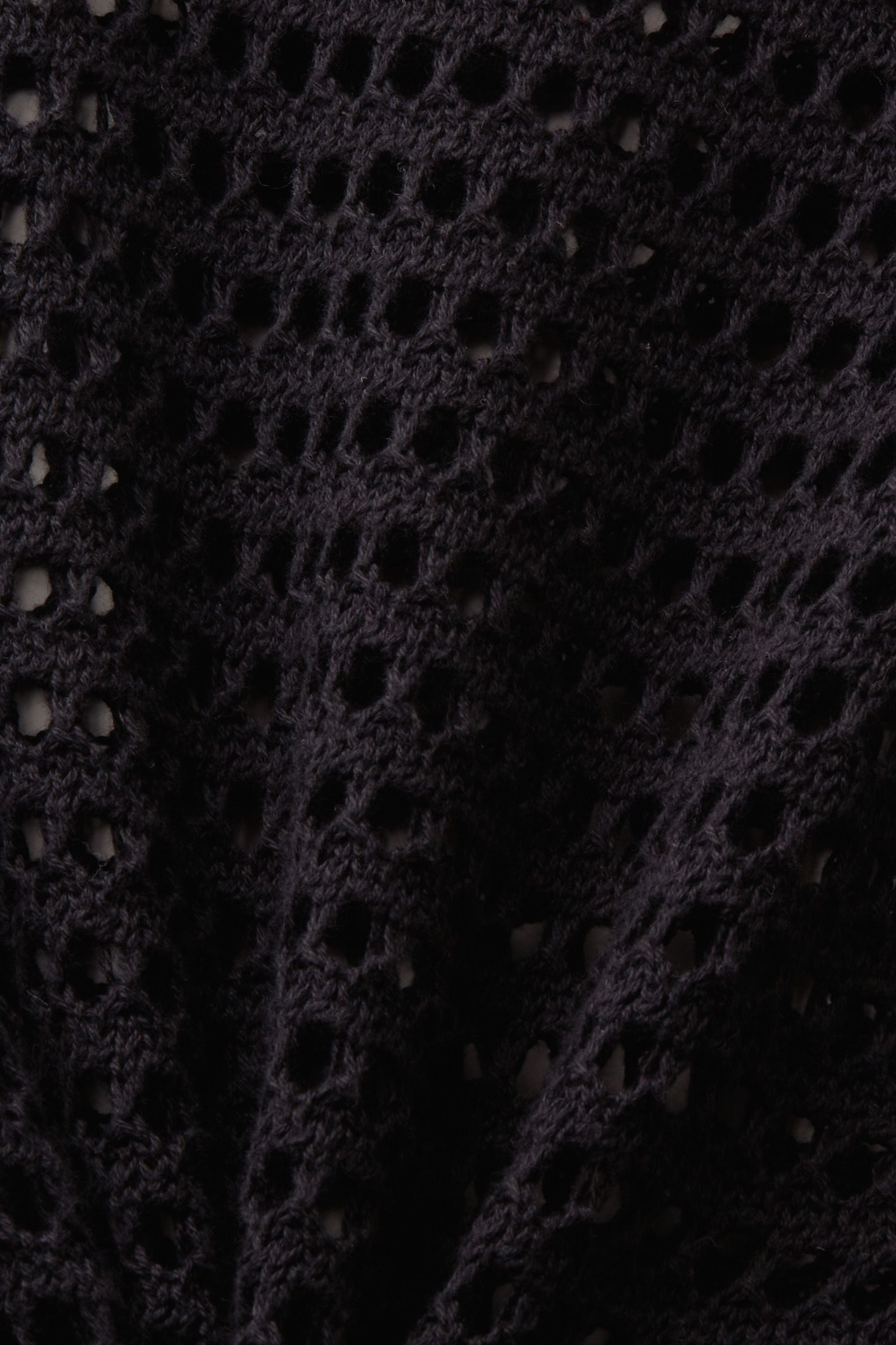 Esprit Baumwollstrickshirt Damen Offenmaschig Kurzarm Rundhals