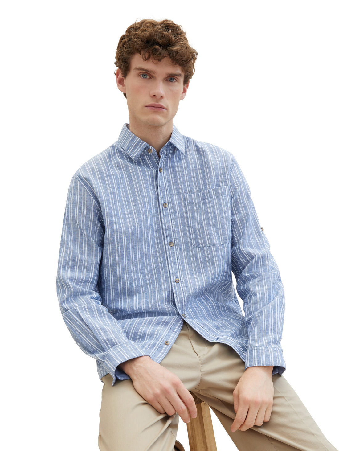 Tom Tailor Denim Hemd Comfort Fit Herren Leinen Baumwolle