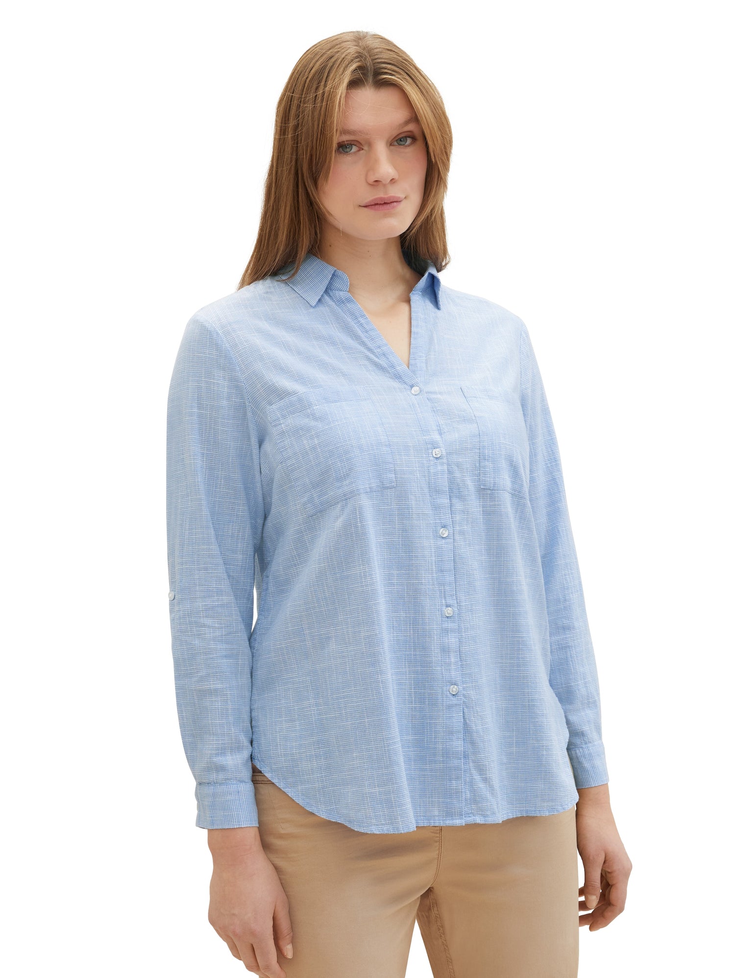 Tom Tailor Denim Strukturierte Bluse mit Kentkragen für Damen