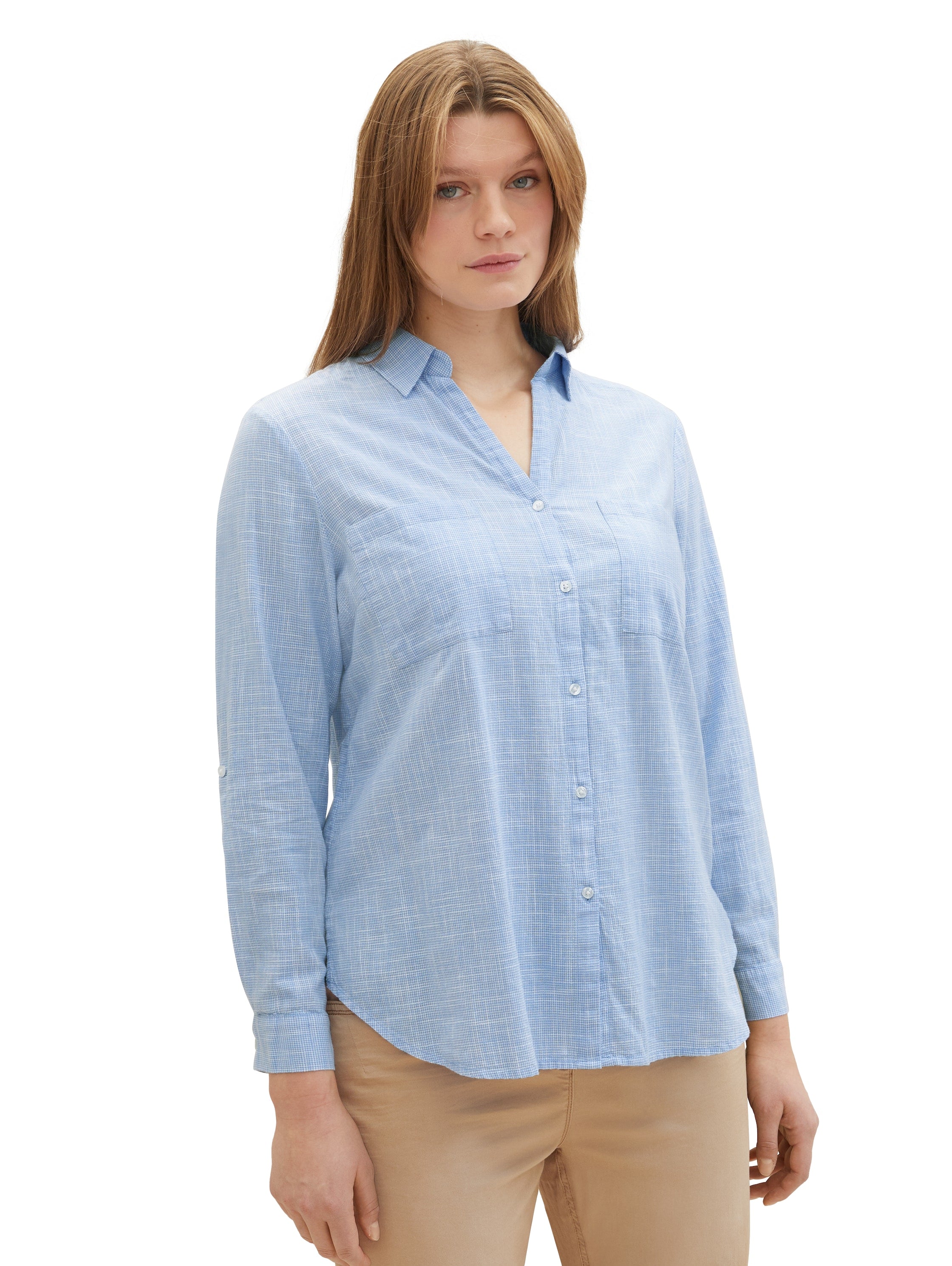 Tom Tailor Denim Strukturierte Bluse mit Kentkragen für Damen