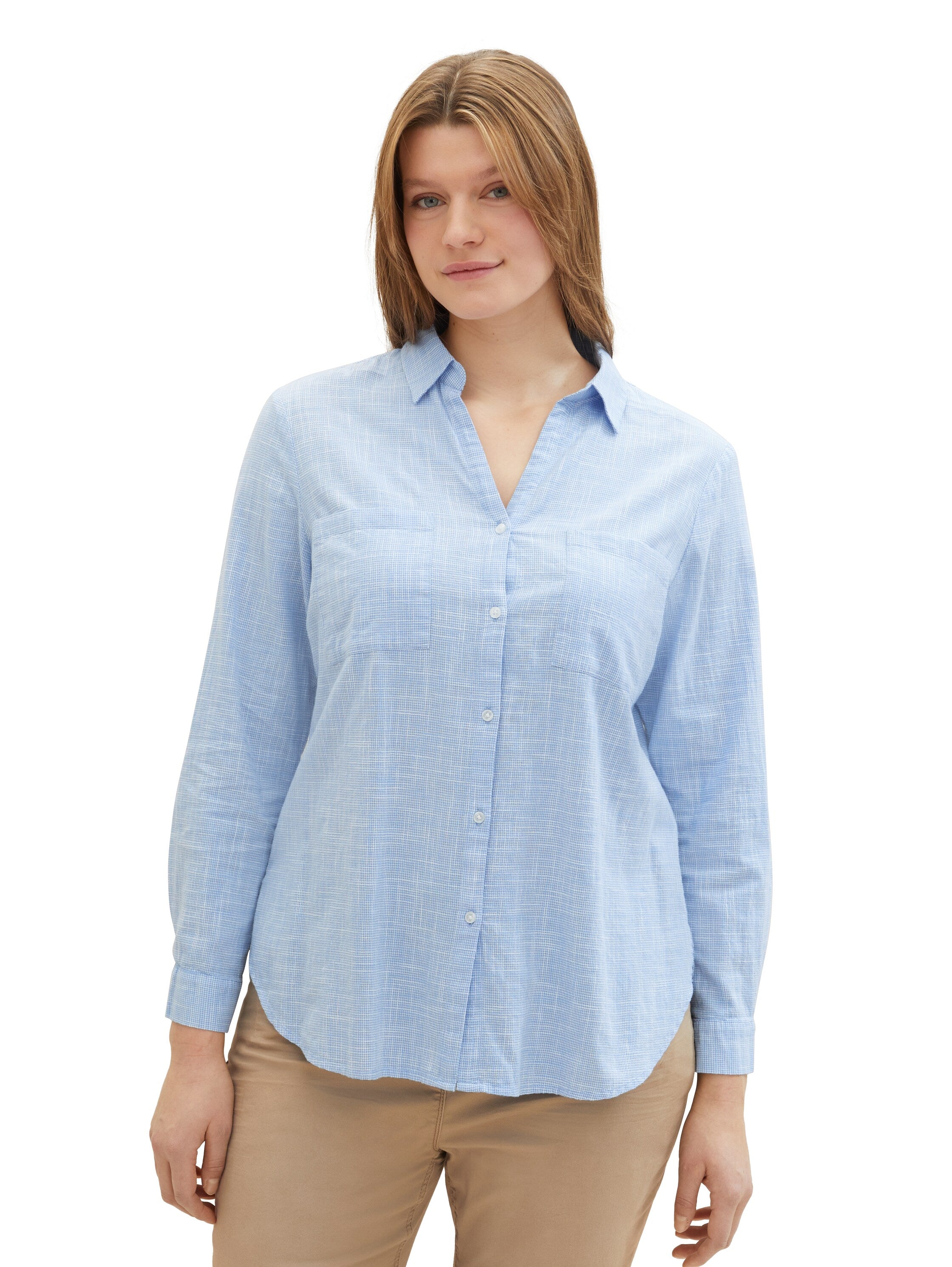 Tom Tailor Denim Strukturierte Bluse mit Kentkragen für Damen