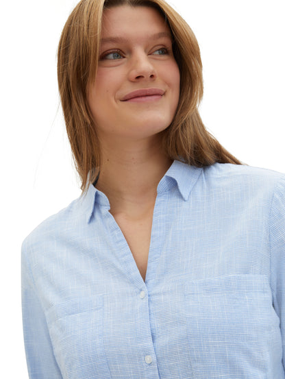 Tom Tailor Denim Strukturierte Bluse mit Kentkragen für Damen