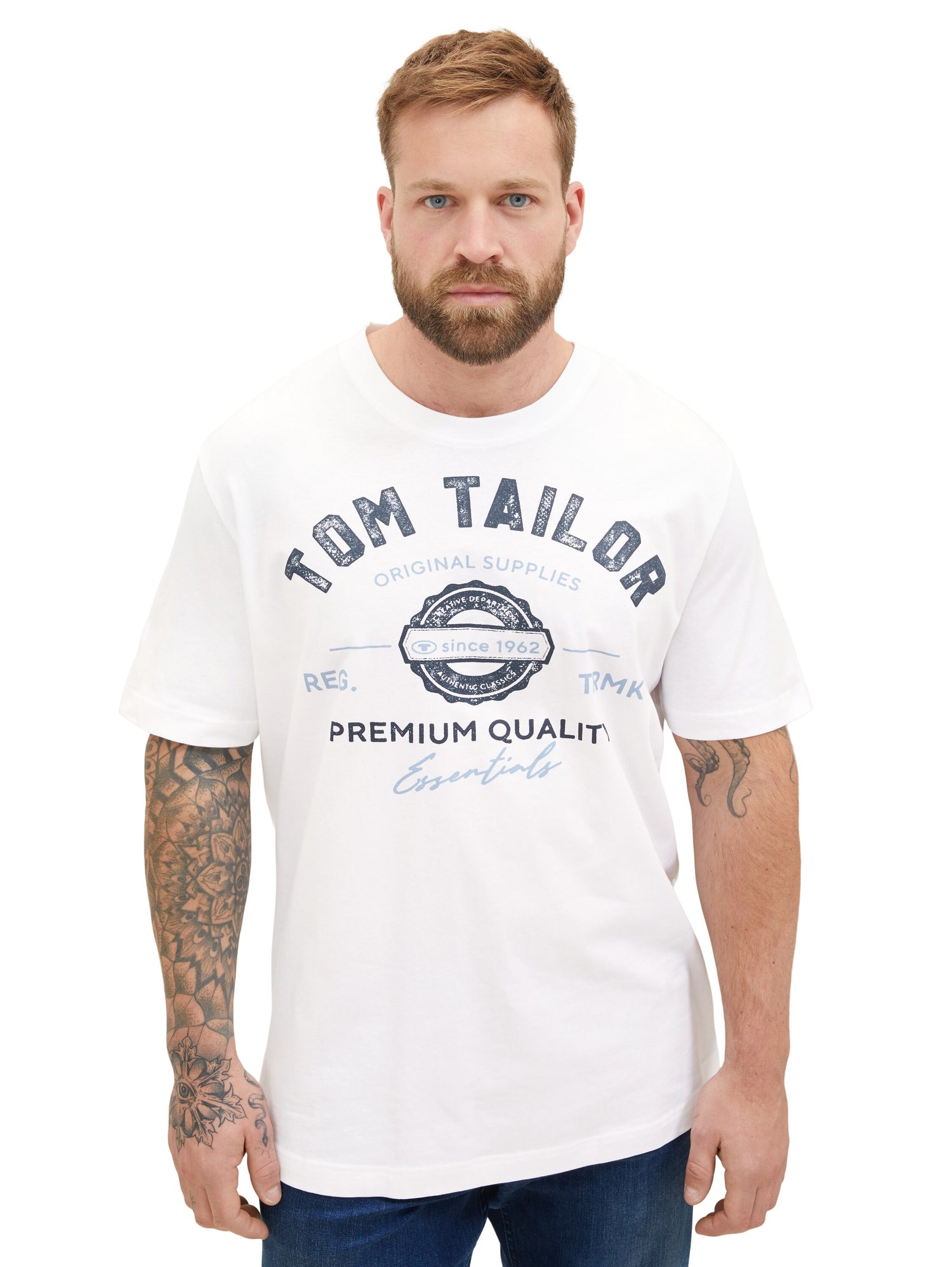Tom Tailor Denim Logo T-Shirt Erwachsene kurzärmlig Rundhalsausschnitt