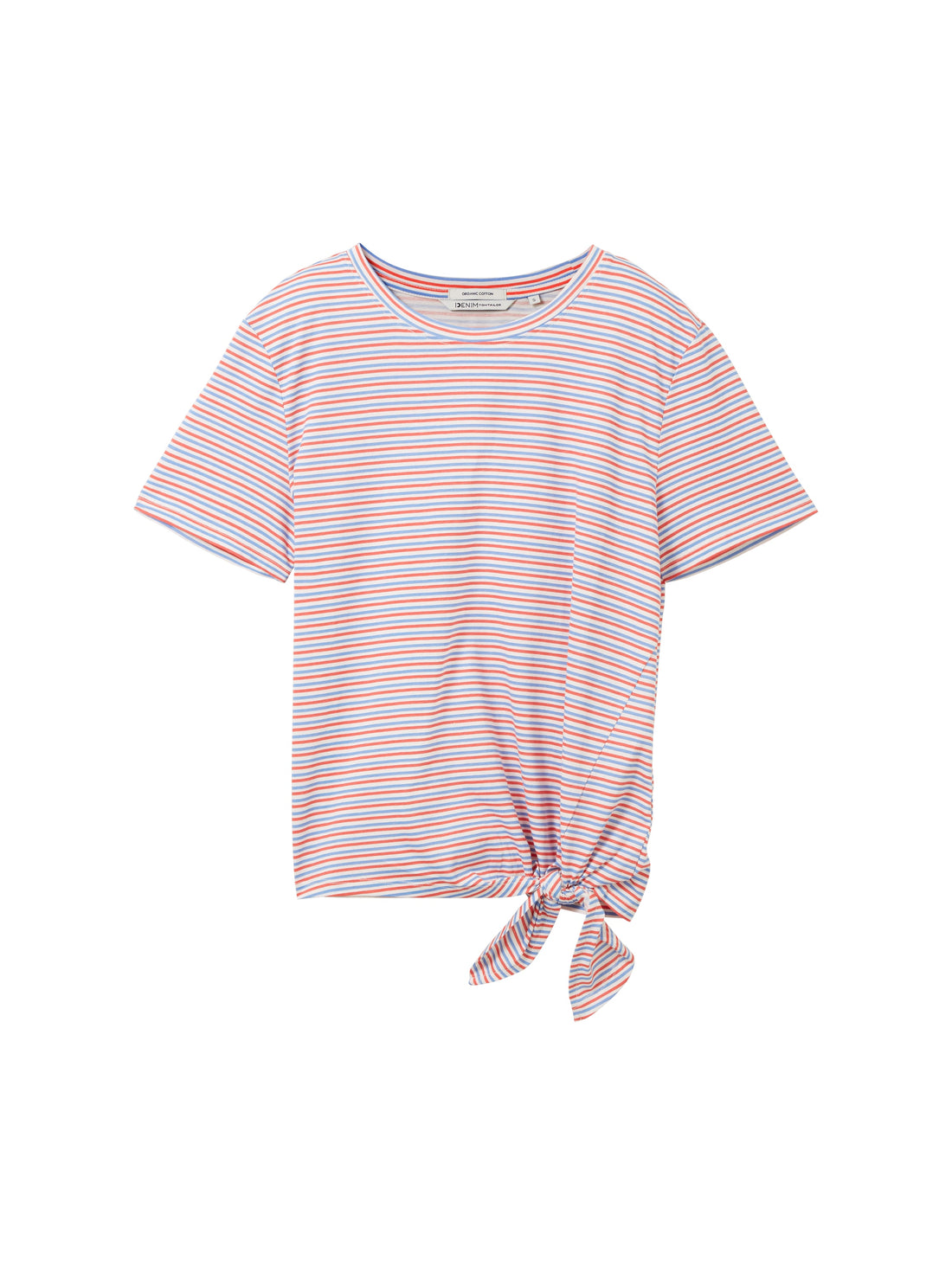 Tom Tailor Denim T-Shirt Damen mit Knotendetail aus Bio-Baumwolle