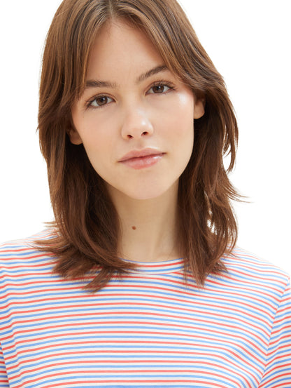 Tom Tailor Denim T-Shirt Damen mit Knotendetail aus Bio-Baumwolle
