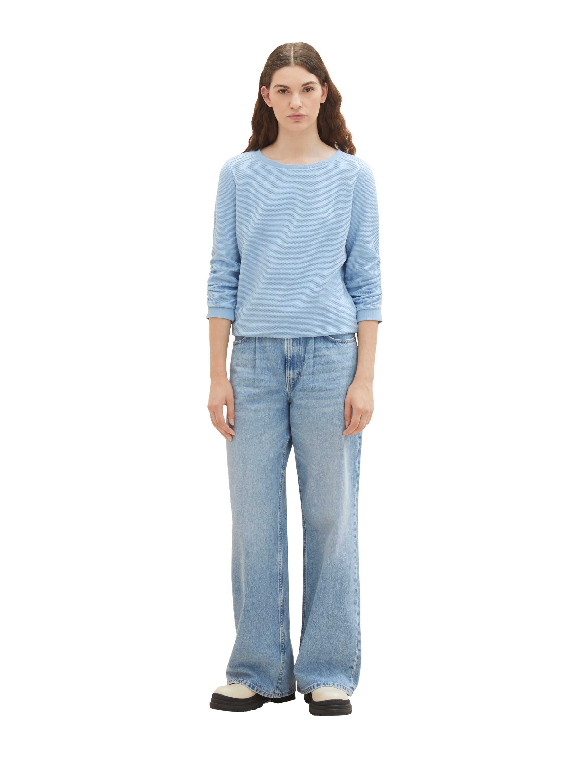 Tom Tailor Denim Strukturiertes Sweatshirt für Erwachsene mit Raffung