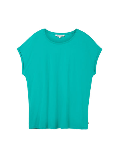 Tom Tailor Damen T-Shirt Loose Fit Rundhals Viskose