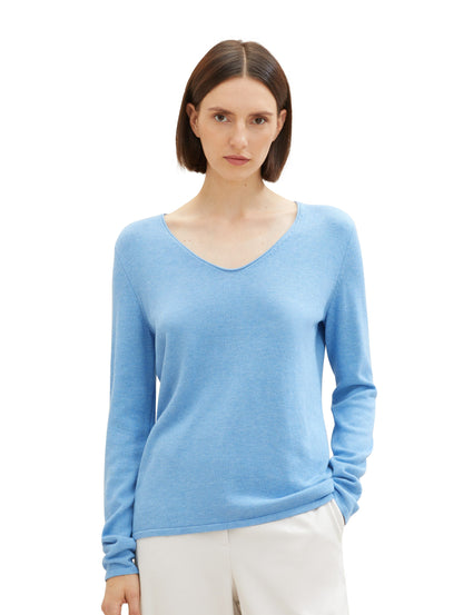 Tom Tailor Denim Strickpullover Herren Basic V-Ausschnitt