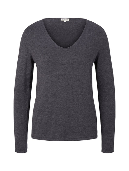 Tom Tailor Denim Strickpullover Herren Basic V-Ausschnitt