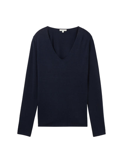 Tom Tailor Denim Strickpullover Herren Basic V-Ausschnitt