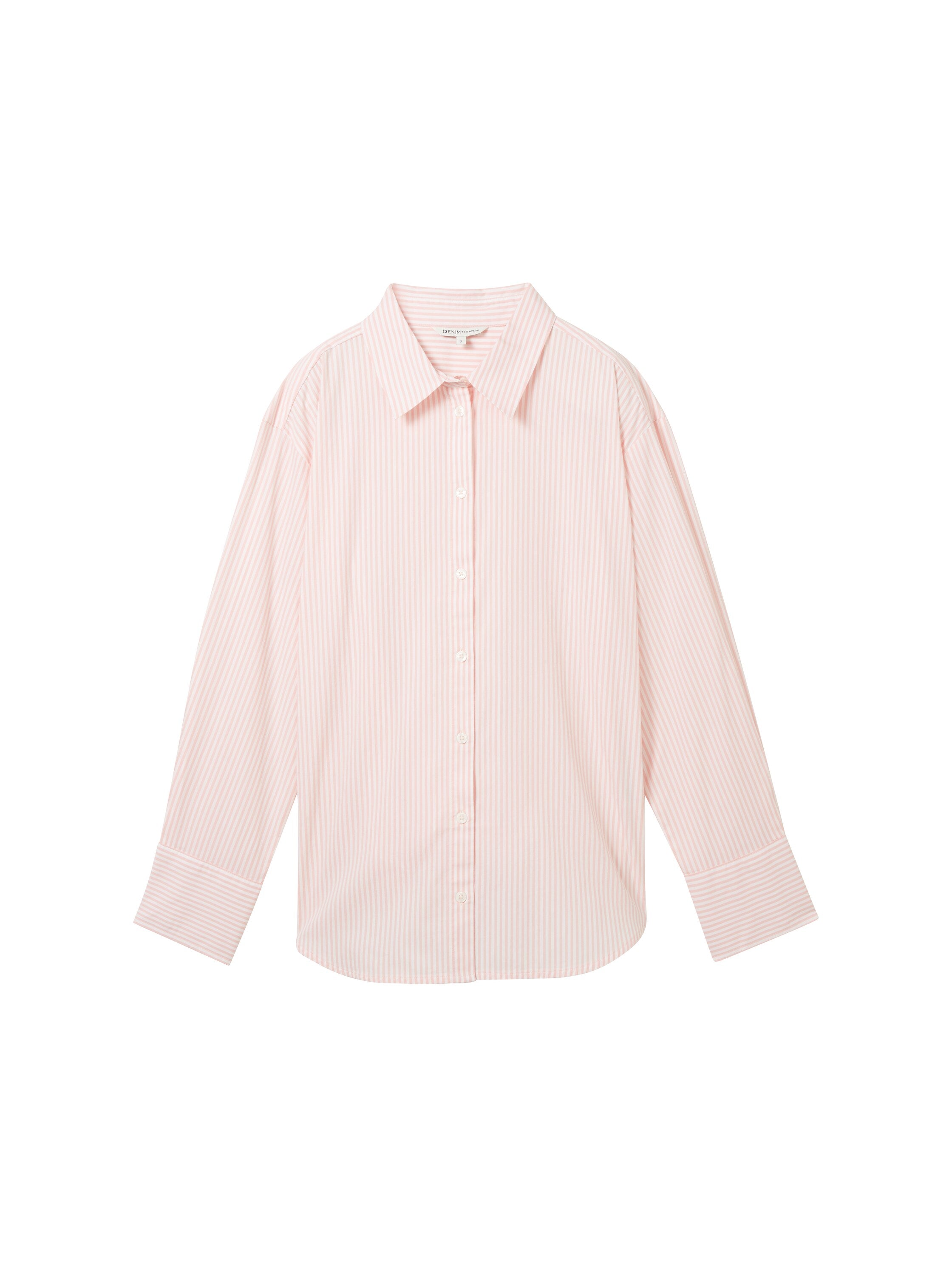 Tom Tailor Denim Bluse Damen Loose Fit Gestreift Langarm Baumwolle