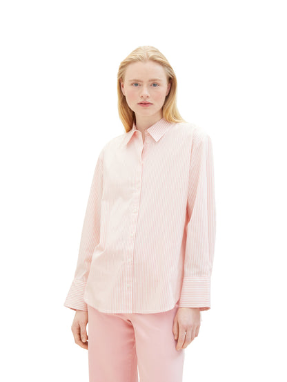 Tom Tailor Denim Bluse Damen Loose Fit Gestreift Langarm Baumwolle