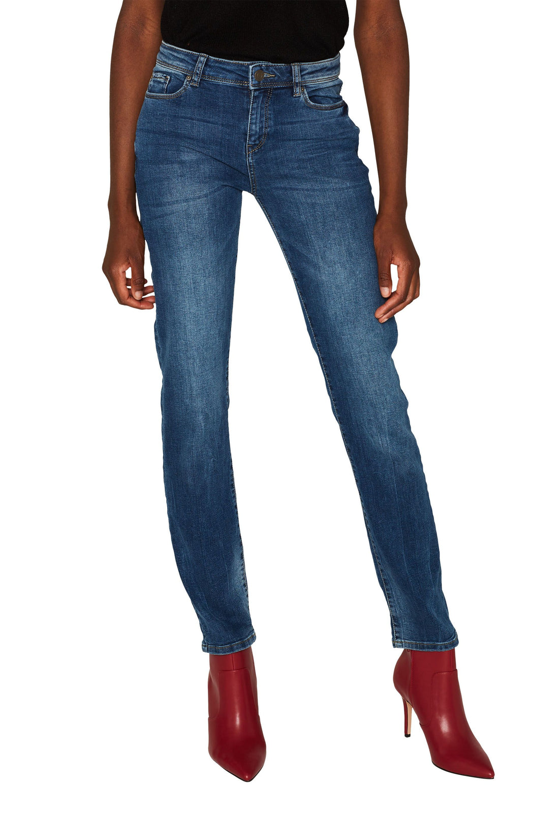 Esprit Damen Stretch-Denim Jeans mit Wrinkle-Effekten