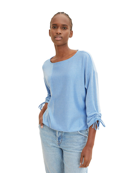 Tom Tailor Denim Blusenshirt für Damen mit 7/8 Arm und gestreiftem Design