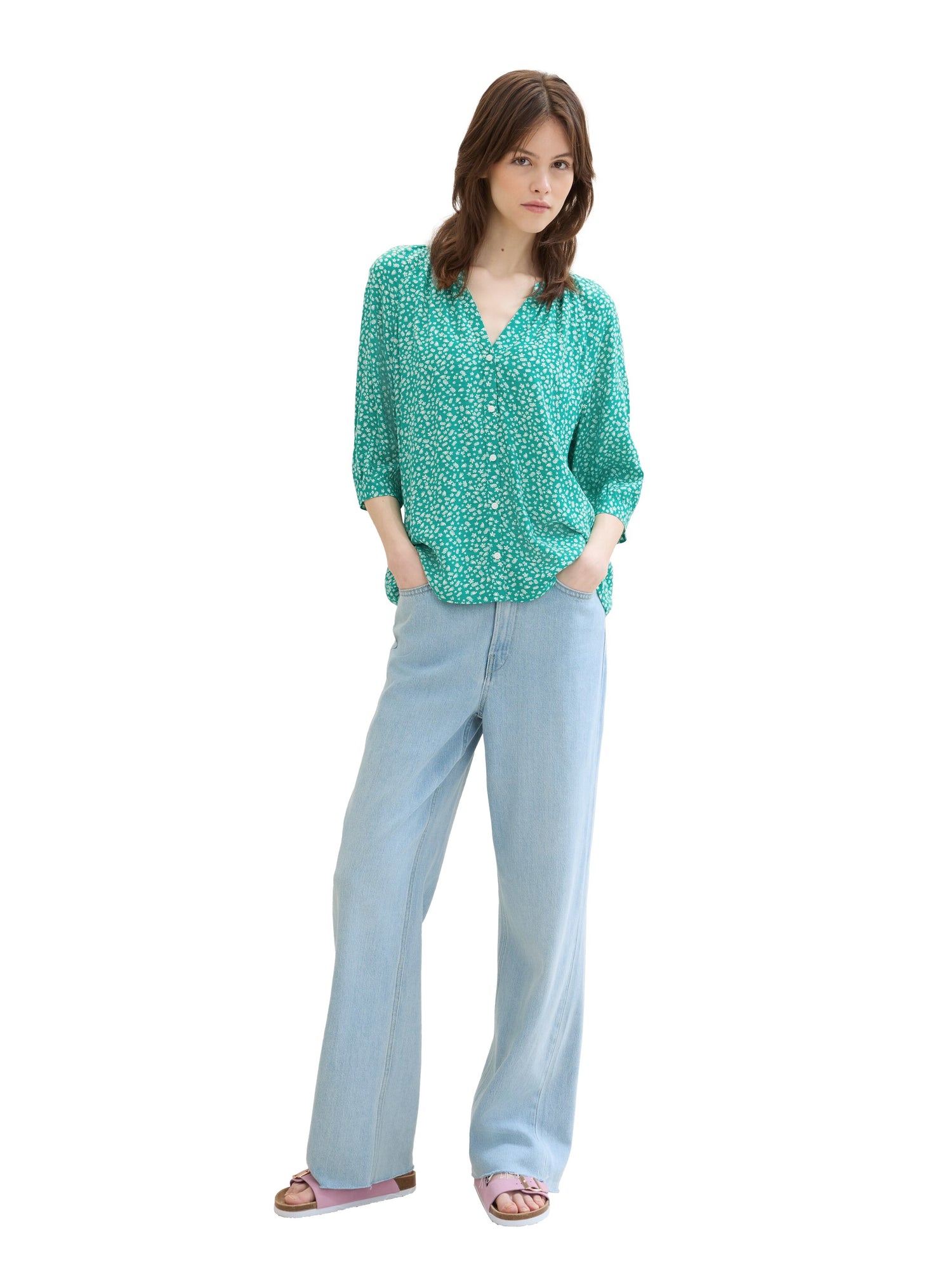 Tom Tailor Denim Ballonärmel Bluse Damen Viskose Alloverprint