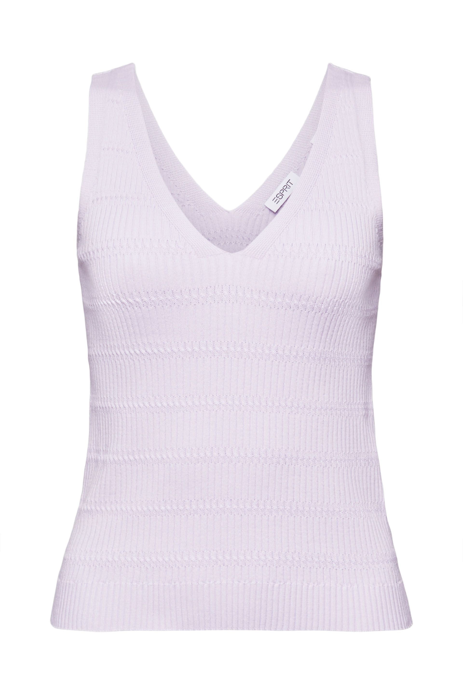 Esprit Strukturstrick Slim Fit V-Ausschnitt Ärmellose Bluse für Damen