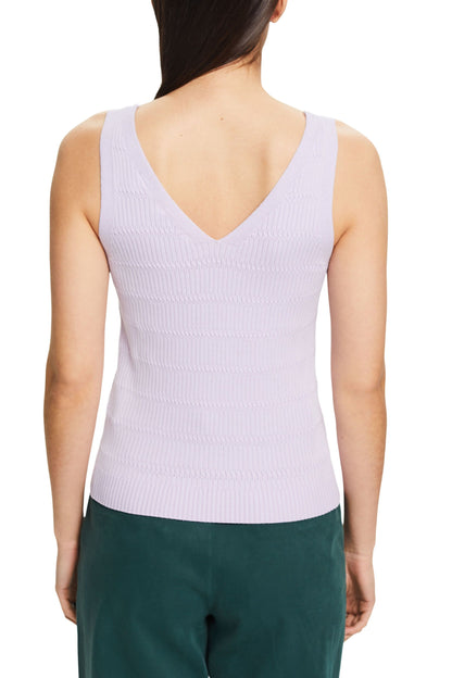 Esprit Strukturstrick Slim Fit V-Ausschnitt Ärmellose Bluse für Damen