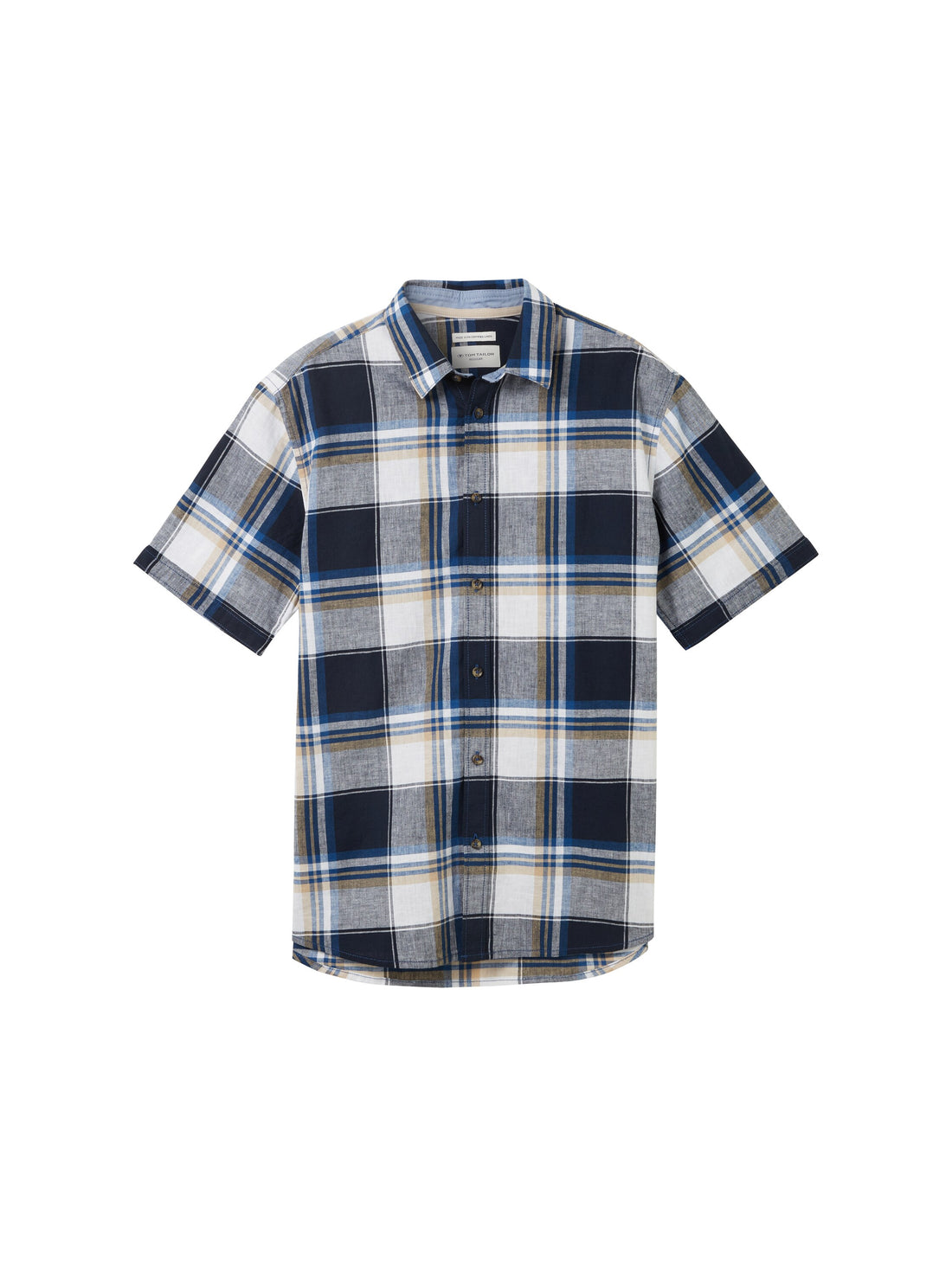 Tom Tailor Denim Kurzarmhemd Herren Gemustert Regular Fit Leinen Baumwolle