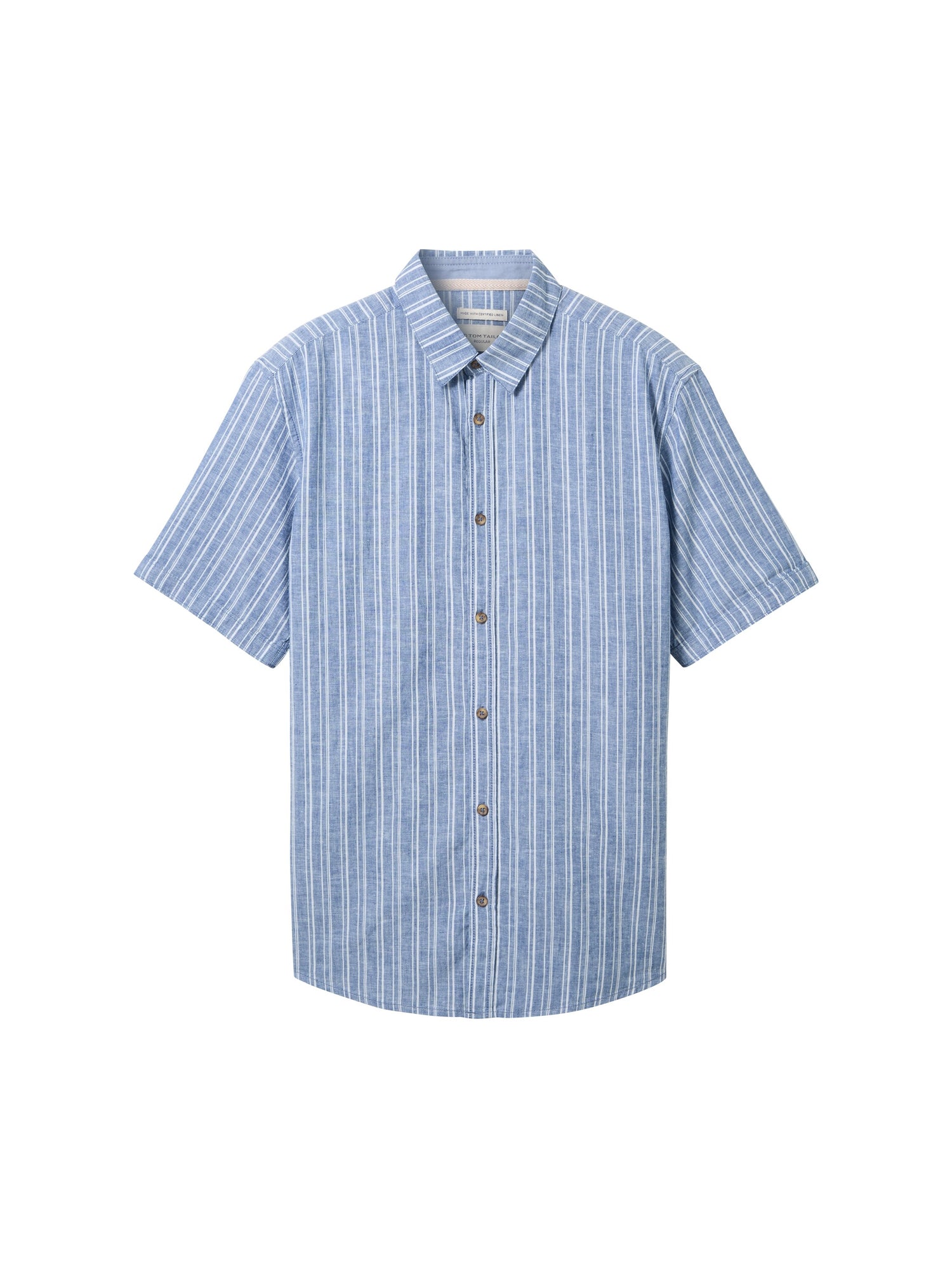 Tom Tailor Denim Kurzarmhemd Herren Gemustert Regular Fit Leinen Baumwolle