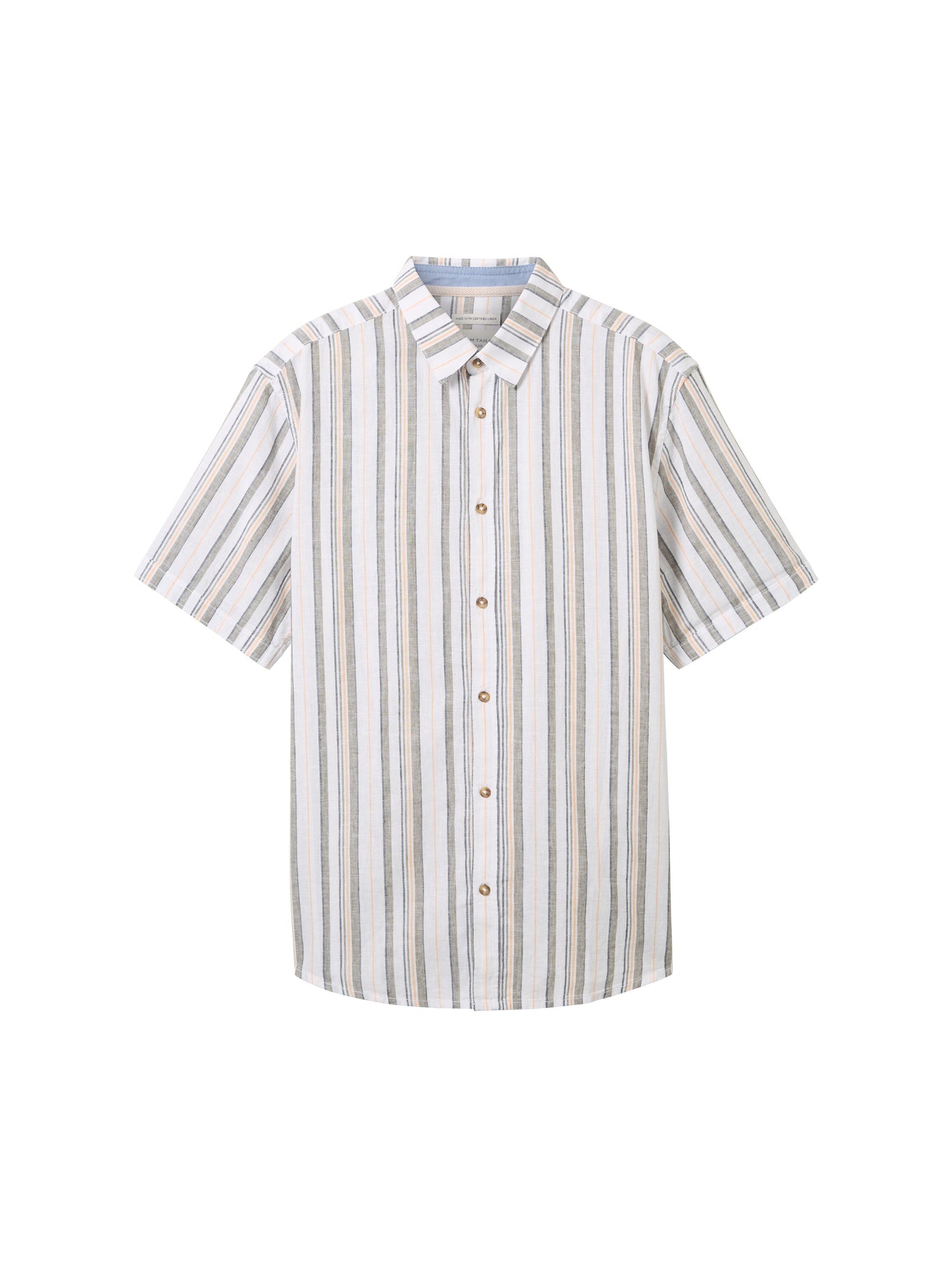 Tom Tailor Denim Kurzarmhemd Herren Gemustert Regular Fit Leinen Baumwolle
