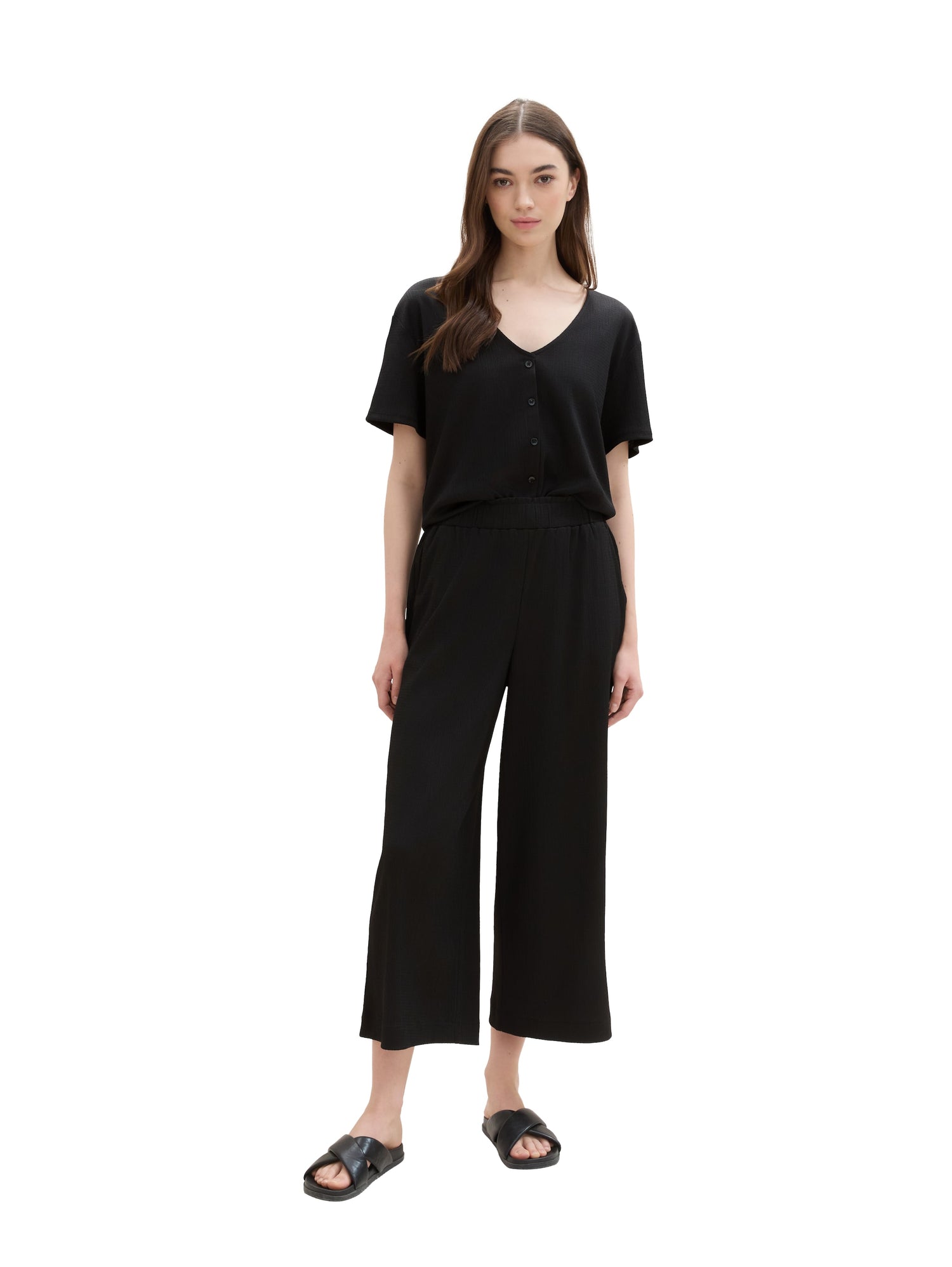 Tom Tailor Denim Male Damen Culotte Fit hoher Bundhöhe weites Bein verkürzte Länge