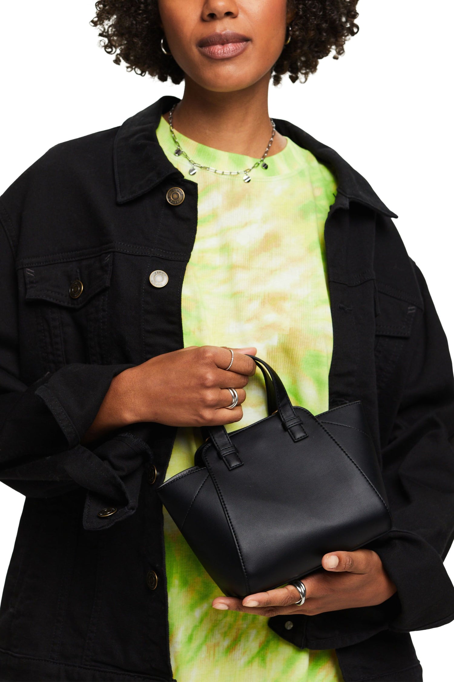 ESPRIT Damen Handtasche Lederimitat Logoprägung Schulterriemen