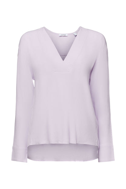 ESPRIT NEW Damen Bluse V-Ausschnitt Lockere Passform